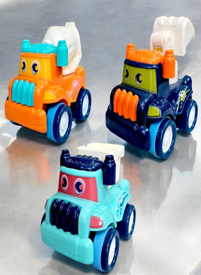 Stylbase Friction Powered Pull Back Vehicles for Kids Toys | Unbreakable Bulldozer Construction Truck Dumper Toys for Kids | Push and Go Toy Set for Boys & Girls 3+ Years (Pack of 3) - Image 1